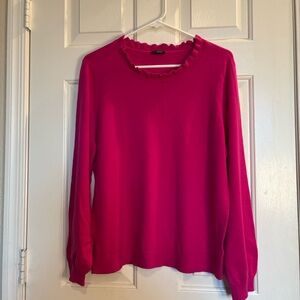 Talbots Fuchsia Ruffle Neck Blouse